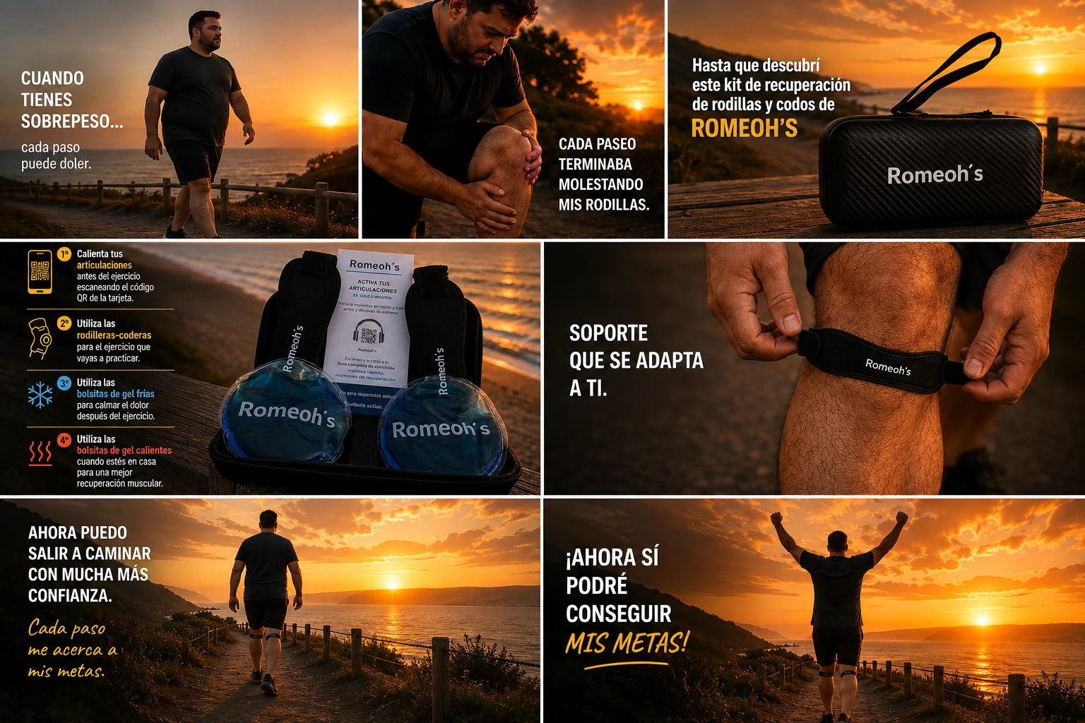 Hombre caminando por un paseo junto al mar a paso ligero
